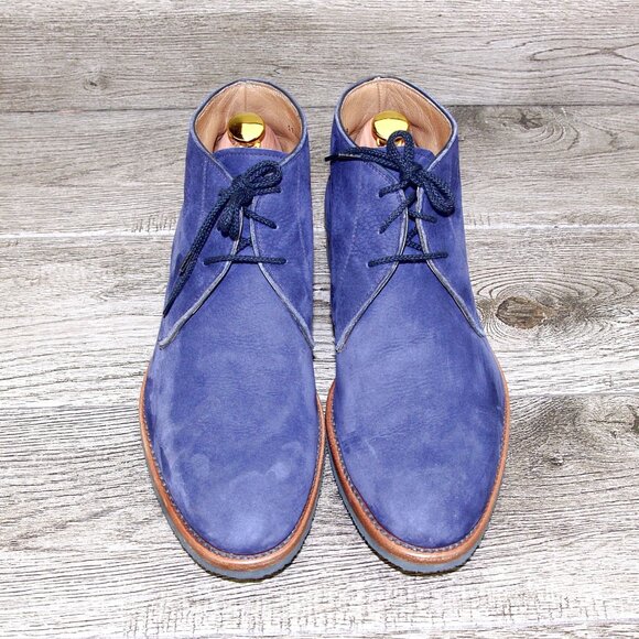 *Worn 1x* $785 Neiman Marcus GRAVATI 8 M Blue Suede 17747 * add $15 new Trees main image 15